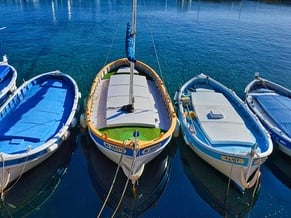 vue de barques amarrées dans le port de Cassis