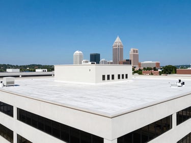 Large commercial building with a newly installed flat roof in Tyler, TX