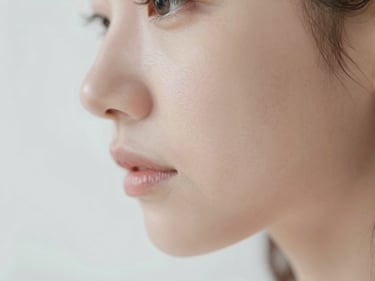 Delicate profile of a face, soft-focus, warm diffused daylight, highlighting natural contours