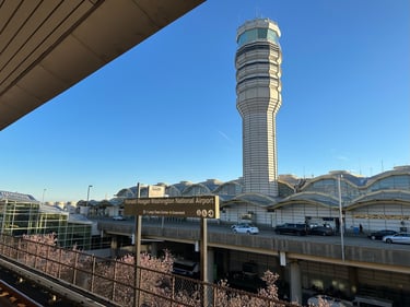 A control tower at Reagan national airport in Washington DC