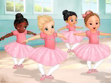 Children's Book Illustration Ballet Ballerina bright studio dance illustration children's book