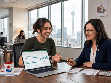 Canadian creator meeting with an accountant to discuss incorporation