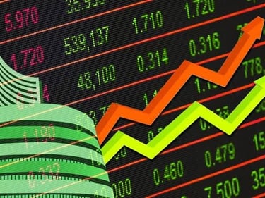 a stock market chart showing the growth of the stock market