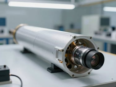 Close-up of aerospace composite component assembly on a clean white factory floor, precision tooling visible, bright studio overhead lighting, no people, clinical framing emphasizing engineered surfaces