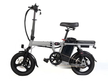 a folding bike with a seat and a seat