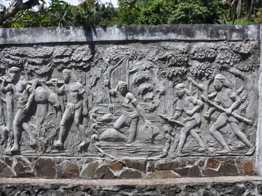gravestones in a burial ground in sulawesi, Indonesia