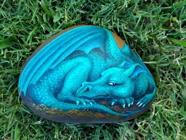 rock painted like a dragon