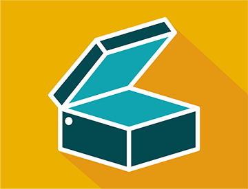 a green box with hinged