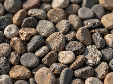 Smooth graded gravel stones, mixed sizes, natural earthy tones