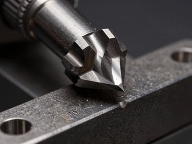 Macro close-up of a PCD cutting tool insert being ground on a diamond wheel, sharp carbide edge visible against a dark steel fixture, studio lighting isolating the cutting geometry