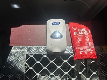 Hand Sanitiser . Fire Blanket