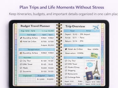Budget travel planner and trip overview
