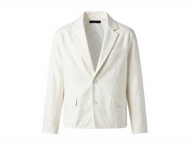 Minimalist structured designer jacket on a clean white background, studio lighting, sharp focus, premium editorial feel