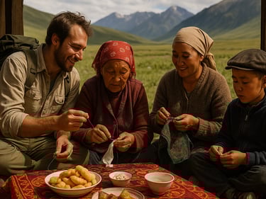Traveler sharing a life moment with a remote rural community.