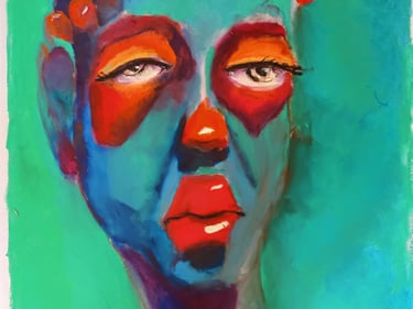 Red nose en lips Rens Muskens - Pastel on paper - Art - painting - handcraft - Kunst - Kunstenaar