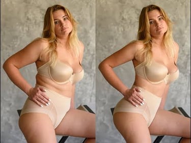 a woman in a body retouching photoshoot