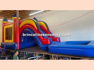 castillo inflable brincolin multicolores de agua