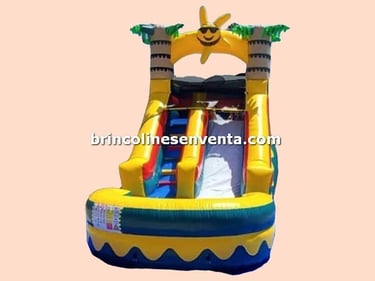 tobogan inflable brincolin de agua sol amarillo verde azul