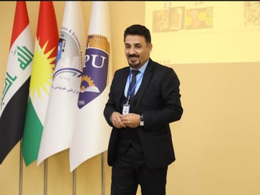 Presenting drug prevention seminar in Erbil Polytechnic University, Kurdistan, Iraq. 2024.