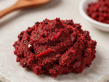 Vibrant red achiote paste in a clean professional environment, soft lighting.