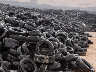 Re-Ti: tire waste in nature highlighting environmental impact www.re-ti.io