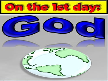 Picture of the lighter Earth on Day 1 of Creation. Designed by Debbie Dunn using PowerPoint & Paint.