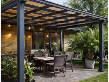 Pérgola metálica exterior fabricada en Vigo