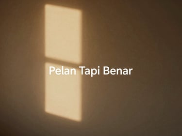 Album artwork for 'Pelan Tapi Benar', minimalist, warm tones, soft light, intimate feel.