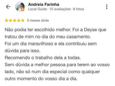 Depoimento 5 estrelas cliente de maquiagem noiva 