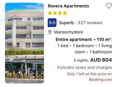 An example of scarcity in copywriting from booking.com
