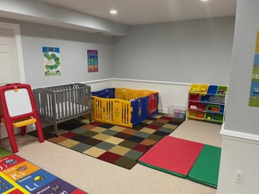 Separate daycare playroom section