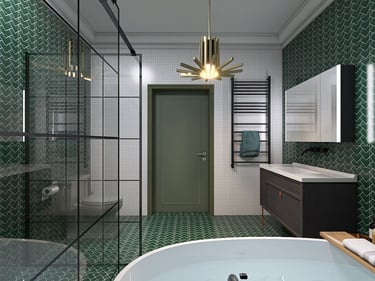дизайн ванной комнаты в зеленых тонах