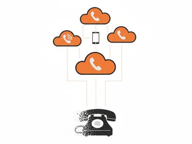 Illustration showing the UK PSTN switch-off and migration to cloud telephony