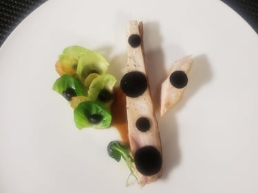 Volaille de Bresse, choux de Bruxelles olive et truffe