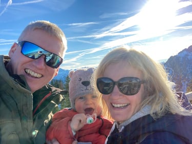 Family enjoying the mountains on New Years Day