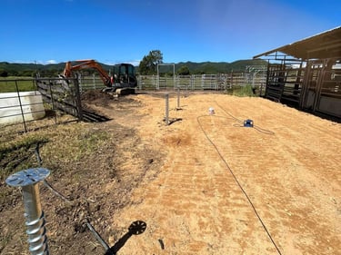 Chantier pour pose de vis de fondation
