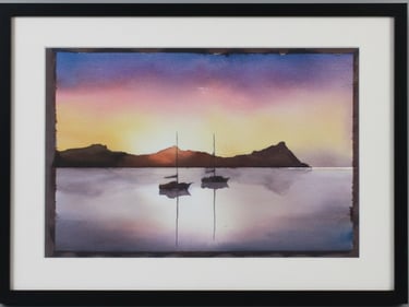 watercolour painting of the 'Three Sisters', 3 hill points near Dingle.