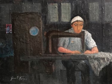 Garment Worker 30.48 x 40.64 cm Oil on Canvas