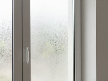 Close-up of a frosted glass interior door, highlighting the texture and clean lines, soft natural daylight, architectural angles