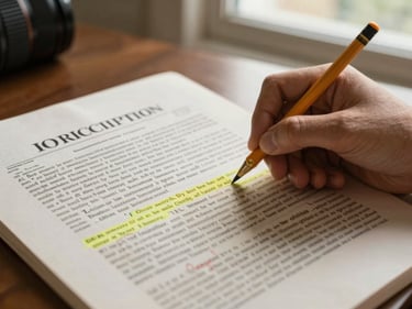 Close detail shot of a student's hand tracing a highlighted clause in a printed copy of the U.S. Constitution, pencil annotations in the margin, warm natural window light, shallow depth of field