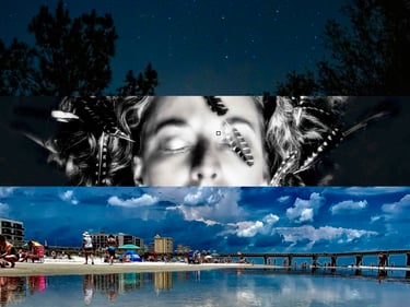 a woman with a butterfly on her face and a photo of a woman with her