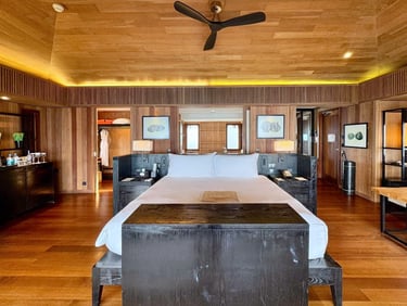 Conrad Resort Bora Bora overwater villa bedroom