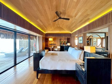 Conrad Resort Bora Bora overwater villa bedroom
