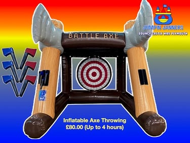 Inflatable Axe Throwing - Jumpin Janners - Bouncy Castle Hire Plymouth