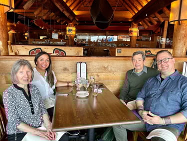a group of people sitting at a table