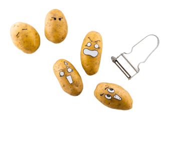 aardappels die schrikken van dunschiller
