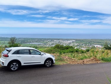 La Kia eNiro de VTC Péi à l'Etang-Salé