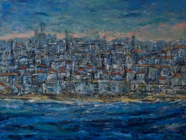 Acrylic on canvas painting of a sunset by artist Jessy Tabet