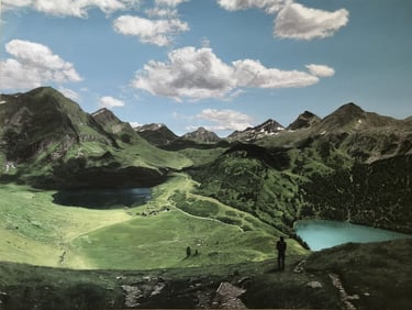 Tableau peinture à l'huile - Passage d'un col dans les Alpes (Tessin)