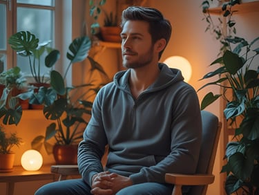 Calm client in online 1:1 mental wellness session